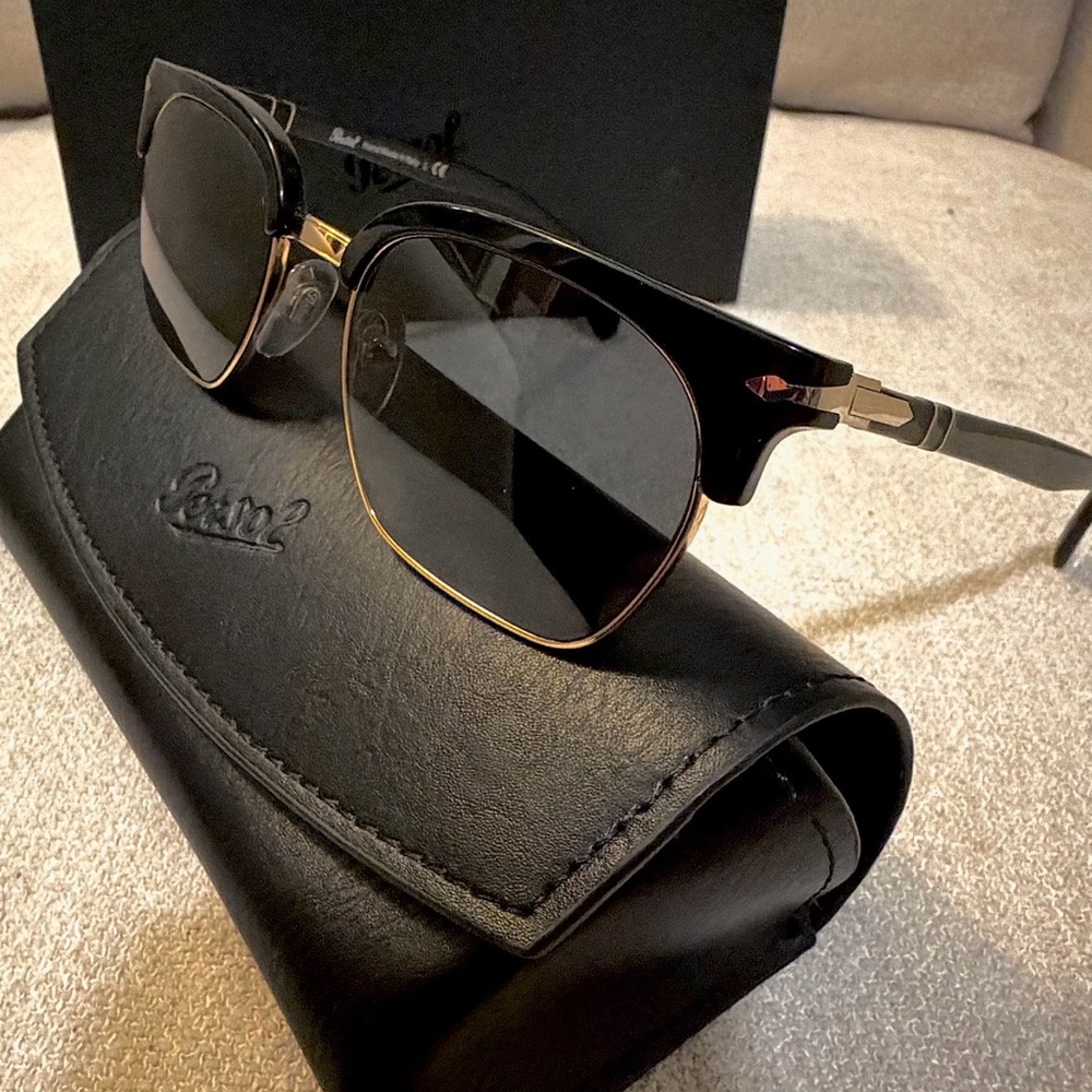 Persol Black and Gold Sunglasses 3199-S